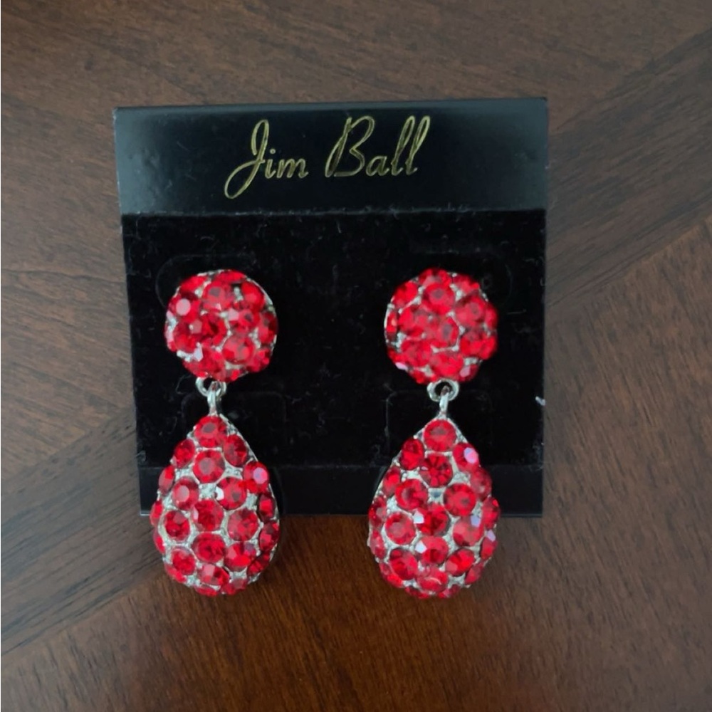 Red Crystal Drop Earrings